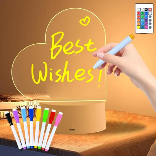 Joellfuner Nachttischlampe Mit Led Letterboard Weihnachtsgeschenke, Geschenke Für Frauen, Freundin, Mama, Frau, Schwester, Mädchen, Kinder, 3d Nachtlicht Nachrichtentafel Für Sie Jahrestag (liebevoll)