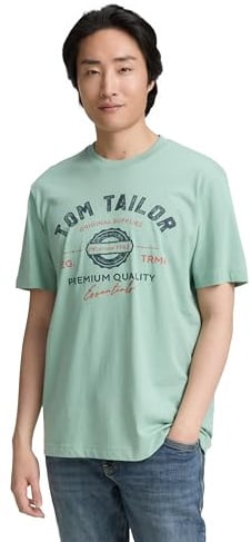 Tom Tailor Herren 1037735 T-Shirt mit Logo-Print aus Baumwolle (1er Pack)