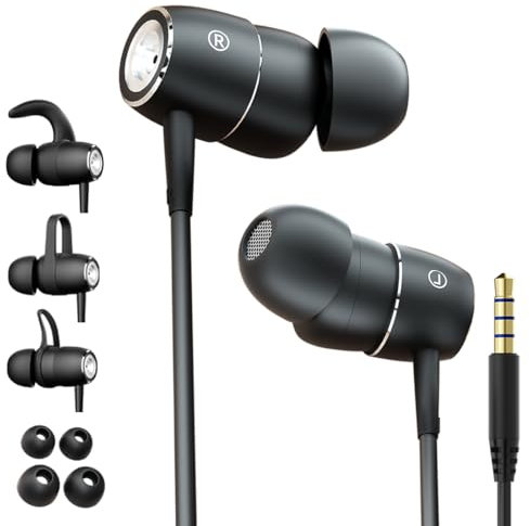 In-Ear verdrahtete Ohrhörer, Tiefbass 3,5mm Jack Kopfhörer Draht, Komfort Geräuschisolierung Subwoofer verdrahtete Kopfhörer mit Mikrofon,Stereo Sound immersive bass 3.5mm earbuds (3,5mm Jack)