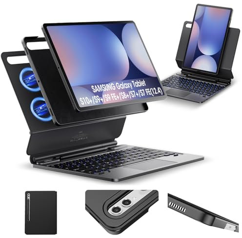 ORDA for Samsung Galaxy Tab S10+ Plus/S9+ Plus/S9 FE+ Plus/S8+ Plus/S7+ Plus/S7 FE Case with Keyboard AI Key Dex Mode Landscape/Portrait Stand 12.4 Magnetic Removable Case Multi-Touch Trackpad
