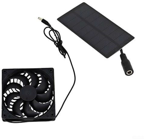 Zilimontt Kit de ventilateur et panneau solaire, 100 W, 12 V, 2 A, ventilateur de serre avec panneau solaire, boîtier étanche