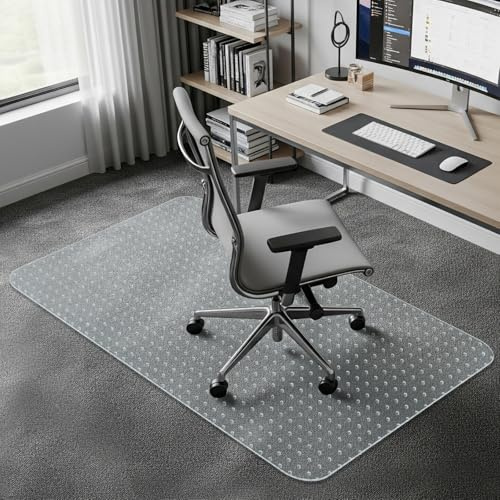 COSYLAND Alfombrilla para Silla de Oficina para Suelo de Alfombra, 75 x 120 cm, tapete de PVC con Tacos de plástico Antideslizantes, Protector de Alfombra Antideslizante Impermeable para Silla de