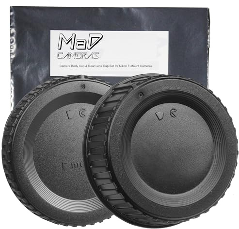 MaD F Mount Body Cap Cover & Rear Lens Cap for Nikon D3500 D3400 D3300 D3200 D5000 D5100 D5200 D5300 D5500 D5600 D7000 D7100 D7200 D7500 D850 D800 D810 D780 D750 D610 D500 D600 D5 D4 D3 and More