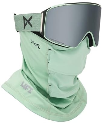 Anon M4 zylindrische Schneebrille + Bonusscheibe + MFI-Gesichtsmaske (Rahmen: weicher Salbei, Gläser: Perceive Sunny Onyx, Ersatzglas: variables Violett)