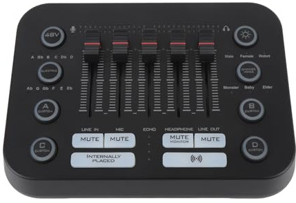Dioche Live-Soundboard, Gaming-Soundmixer, PC-Live-Soundboard mit Pro-Vorverstärker, 48-V-Power-RGB-Beleuchtung für Streamer, Podcaster und Gamer – Ideal für Streaming, und