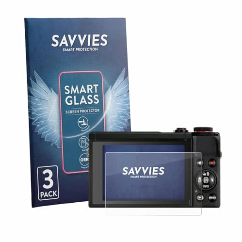 Savvies 3 Stück Panzer Schutz Glas für Canon PowerShot G7 X Mark III 9H Schutzfolie HD, Blasenfrei, Anti-Fingerabdruck, Stoßfest, Displayschutz