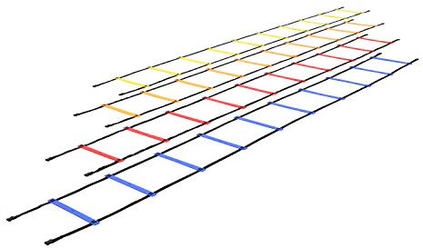 Set of four flat and fixed agility ladders - each 2 m
