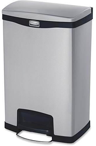 Rubbermaid Commercial Products Slim Jim Step-on Metal Front Step Waste Receptacle Bin 50 Litre Black 1901992