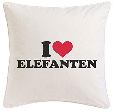 Reifen-Markt Kissenbezug 40x40cm I Love Elefanten - Dumbo - Elefanten Baby - Elefant - Wildtier aus Mikrofaser in Weiß