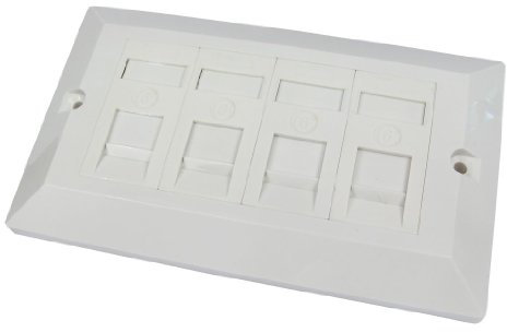 World of Data CAT6 Double Socket Quad Port Faceplate - Socket - RJ45 - Ethernet - Network - Face Plate Module