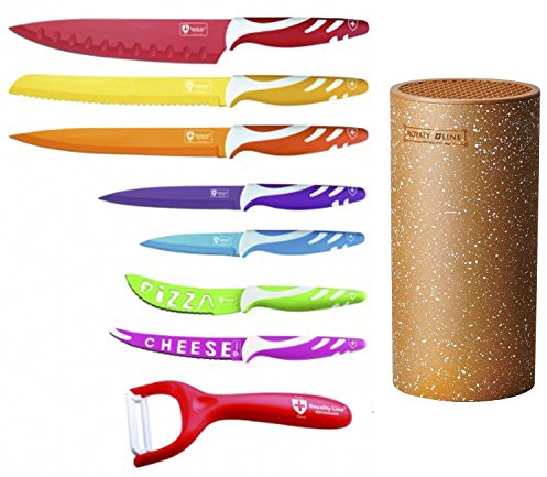 Set Royalty Line Coltelli Multicolor + Ceppo 9 PEZZI