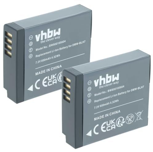 vhbw 2X Akku Ersatz für Panasonic DMW-BLH7E | DMW-BLH7, DMW-BLH7PP für Kamera (600 mAh, 7,2 V, Li-Ion), Infochip