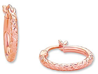 Amor Creolen 925 Sterling Silber Damen Ohrschmuck, 1,7 cm, Roséfarben, Kommt in Schmuck Geschenk Box, 2017384