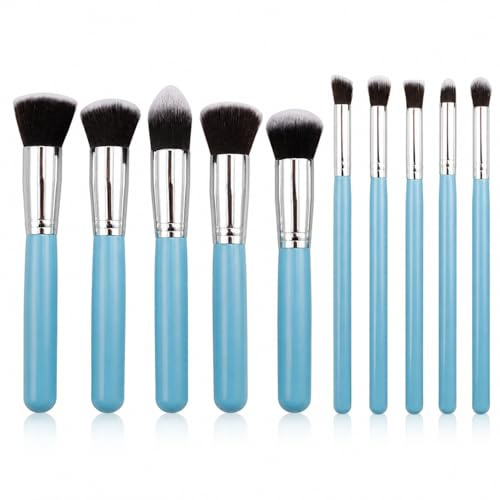 Glamza 10-Piece Professional Makeup Blending Brush Set, Blue1 Units