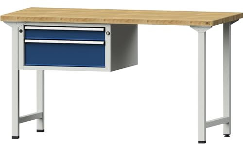 ANKE | Werkbank | Gestellbauweise Serie V | 2 Schubladen | Breite 1500 mm | Buche massiv