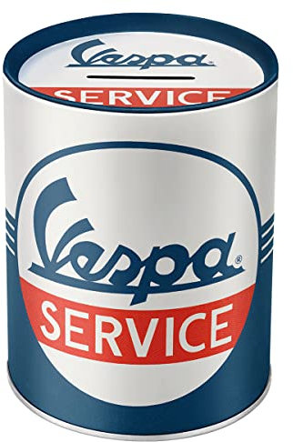 Nostalgic-Art Salvadanai retrò, Vespa – Service – Idea regalo per amanti di scooter, Salvadanaio in metallo, Scatola dei soldi lamiera, 1 l
