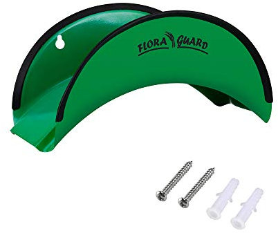 FLORA GUARD 29cm Metal Hose Hanger, Wall-Mounted Hose Holder, Anti-Corrosive Bracket for Wall Storage (Green)