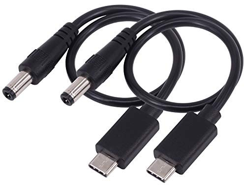 Yeworth [2 Pack 0.25m USB 3.1 Type C USB-C Male to DC 5.5X2.5mm Male Power Jack Extension Charge Cable Charging Cord Adapter (Type c to 5.5X2.5mm)