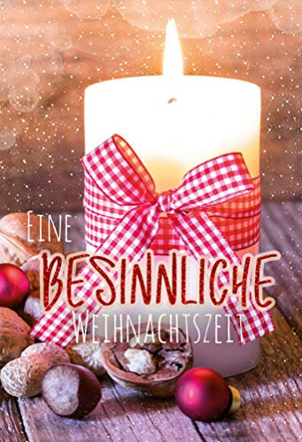 KE - Glitzernde Weihnachtskarten im DIN A6 Format, Set mit Umschlag - Perfekt für festliche Grüße | Motiv: Besinnlichkeit (110 Zeichen)