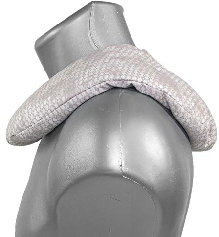 Cuscino per collo classico 30x33cm - Cuscino termico cervicale con noccioli di ciliegia (Colore: shabby-chic grigio-beige)