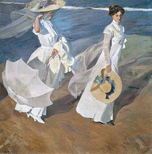 Joaquin Sorolla A3 194 - Sombrero de paja para paseo a lo largo de la costa, diseño de la playa