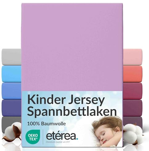 etérea Jersey Spannbettlaken 80x160cm - 80x180cm Flieder bis 25cm Höhe | 100% Baumwolle Jersey Spannbetttuch · Rundumgummizug bis 25 cm Steghöhe · bügelfrei & pflegeleicht · OEKO-TEX Made in Green