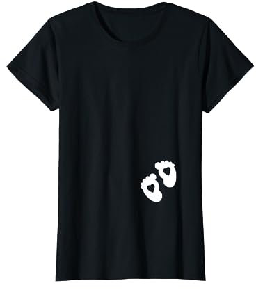 Deux empreintes de pas coeur grossesse annoncer le ventre de bébé T-Shirt