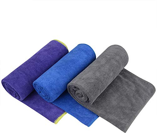 KinHwa Saugfähige Workout-Handtücher für Fitnessstudio, weiche 3er-Pack, Fitness-Handtücher für Schweiß, Mikrofaser, Sporthandtuch, perfekte Größe für Workouts, 40.6x78.7 cm, Grau + Lila + Blau | Weiches, saugfähiges Workout-Handtuch für Yoga, Laufen, Hot Yoga, Reisen, 40,6 x 78,9 cm, 3 Farben