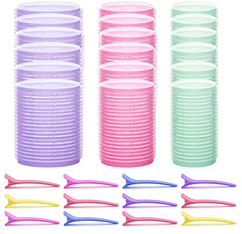Zeaye 30 Stücke Lockenwickler Set, Professional selbsthaftende Haftwickler Lockenwickler Klettwickler Halten Haarrolle LockenwicklerClips für Salon Barbier Friseur