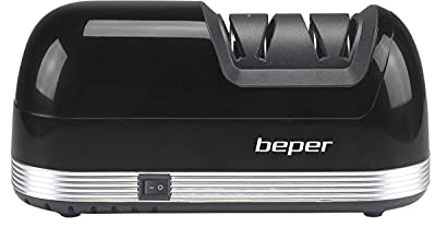BEPER P102ACP010 Afilador eléctrico,40W, Discos diamantados,2 Etapas de Afilado, Base Antideslizante, Compartimento de imán para la Recogida de desperdicios, Negro