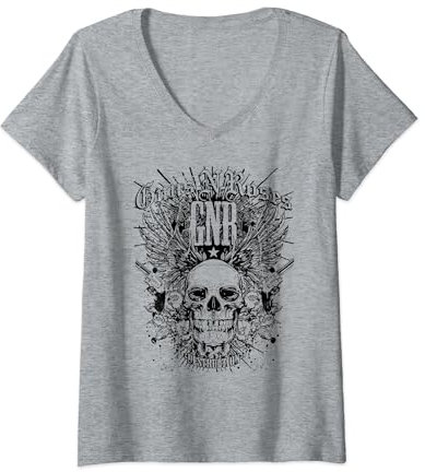 Womens Guns N' Roses Official Destruction White V-Neck T-Shirt