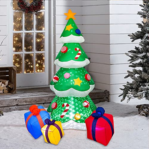 210cm Weihnachtsbaum Aufblasbar Beleuchtet, LED Leuchtender Weihnachtsbaum 7FT Christmas Inflatables Blow Up Christmastree Wasserdicht Weihnachtsdekoration für Indoor Outdoor Yard Lawn