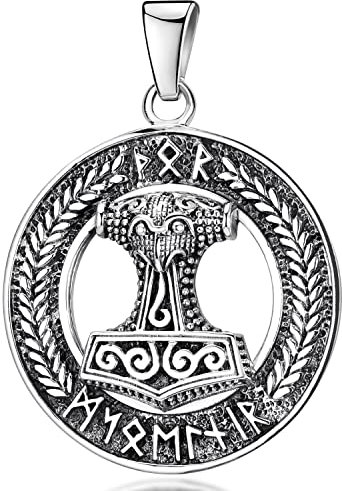 MATERIA by Matthias Wagner Thors Hammer Anhänger Silber 925 Kettenanhänger Herren Wikinger rund KA-135