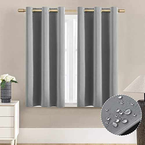 XTMYI Short Curtains for Bathroom Window,48 Inch Length Waterproof Blinds for Shower Window,2 Panels,Light Grey