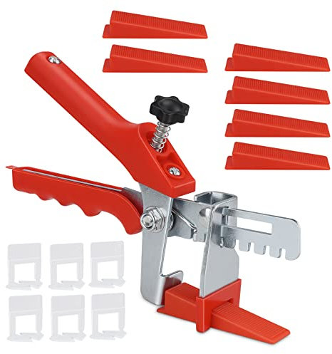 Niveladores para Azulejos, Sistema de Nivelación Cuñas de Plástico, 1 Alicate, 100 Cuñas para Suelo, 100 Espaciadores de 1 mm
