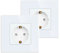 JIMEIDA Paquete de 2 tomas de corriente individuales en blanco, tomas Schuko de cristal de 16 amperios, montaje empotrado, contacto de toma de tierra, clavija de pared de 86 mm, 250 V, 1 compartimento