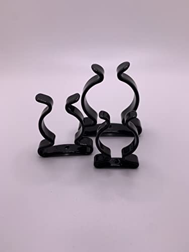 TNJ Pipe Clips Wide Base Terry Spring Clips Pack of 10 Black Size 12mm