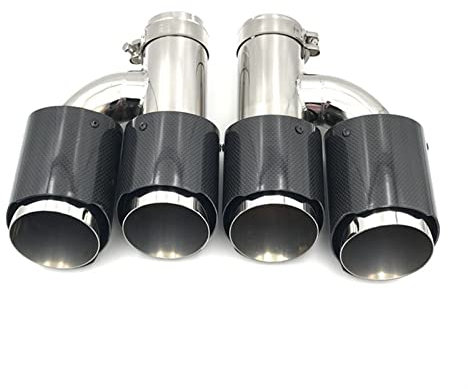 DHWUIASF 1 Paar Dual-Rohr-Carbon-Faser-Auspuffspitze H-Form Universal-Edelstahl-Auspuffrohr Auspuffblenden (Size : 73-76MM)