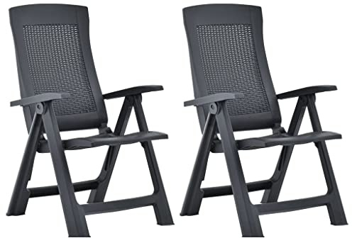 INLIFE Verstellbare Gartenstühle 2 STK. Kunststoff Anthrazit
