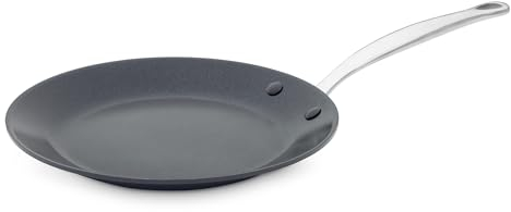 GreenPan Barcelona Hard Anodized Healthy Ceramic Nonstick 24 cm Pancake Pan, Flat Skillet Griddle, PFAS Free, Stainles Steel Handle, Extra Strong Scratch Resistant, Induction, Oven Safe, Black