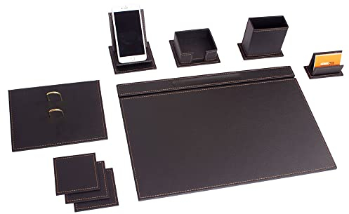 Schreibtisch-Set aus Leder, Schreibtisch-Zubehör, Büro-Organizer, Heimbüro-Zubehör, Schreibtisch-Zubehör, Schreibtisch-Aufbewahrung, 9-teilig, 9 Stück (schwarz)