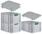 PROREGAL SuperSparSet 3x Eurobox NextGen Color mit Auflagedeckel & Schiebeschnappverschlüsse, HxBxT 32x40x60cm, 65L, Griffe grün offen, Verstärkter Boden, Eurobehälter Transportbox Transportbehälter