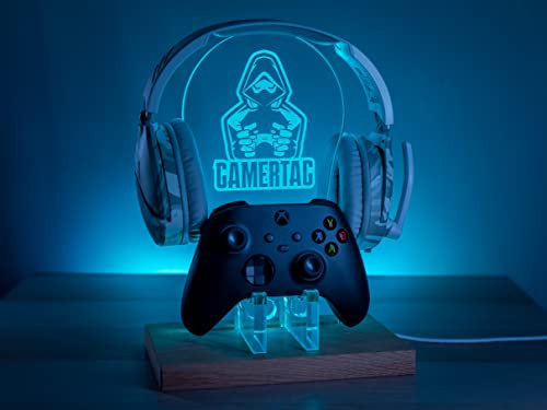 RGB Illuminated Headset and Controller Stand, Gaming Station