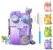 RUYI Botella de agua para niños de 780 ml, a prueba de fugas, sin BPA, doble propósito, con pajita y correa, botella de agua Kawaii para escuela, bicicleta, gimnasio, con cepillo de limpieza y