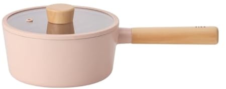 Fika Kitchen Cooking Essential Saucenpfanne mit Deckel, Antihaft-Keramikbeschichtung, Stieltopf mit Holzgriff, induktionsfähiges Kochgeschirr, Suppe, Eintopf, Nudeln, Kochtopf, hergestellt in Korea