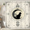 LIGHTINHOME Witchy Duschvorhang, Motiv: schwarze Katze, 152,4 x 183,9 cm, Boho, Mondphase, Beige, Sterne, geheimnisvoll, mystisch, himmlisch, Badezimmer-Dekor, Stoff, wasserdicht, Polyester,