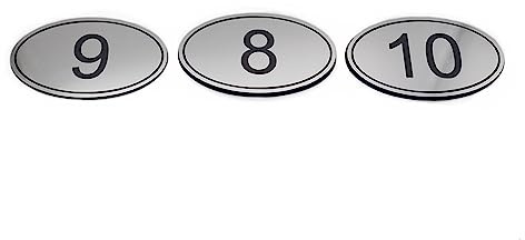 NanTun ABS Engraved 90mm x 55mm Oval Table Numbers (1-20) Pubs Restaurants Clubs - Silver 1 to 20