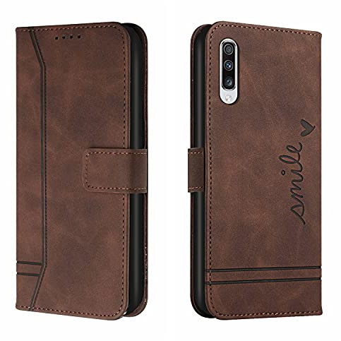 Trugox Handyhülle für Samsung Galaxy A70 / A705 Hülle Klappbar Klapphülle mit Kartenfach Handytasche Handy Schutzhülle Tasche Leder Wallet Flip Case Slim Book Cover - Braun