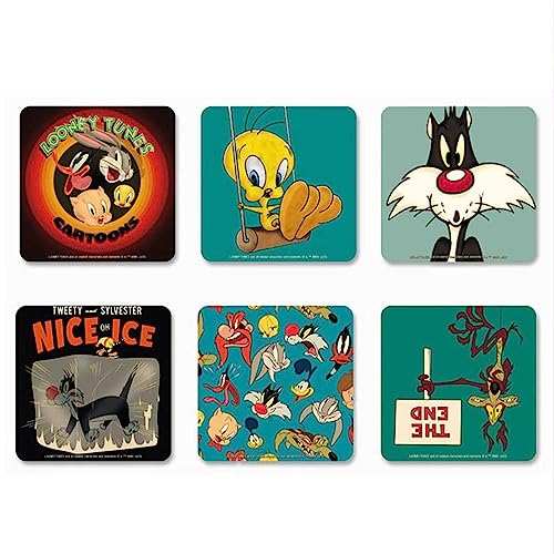 Logoshirt® Looney Tunes | Cartoons I Helden | Untersetzer | 6er Set | Kork | 10x10cm | langlebiger Druck | Lizenziertes Originaldesign