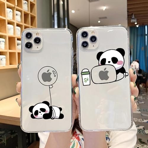 Pnakqil 2 Stück Hülle für iPhone 15 6.1, Durchsichtig HandyHülle mit Panda Aesthetic Motiv Mode Chic Muster, Transparent Silikon TPU Stoßfeste Bumper Schutzhülle für Mädchen, 02